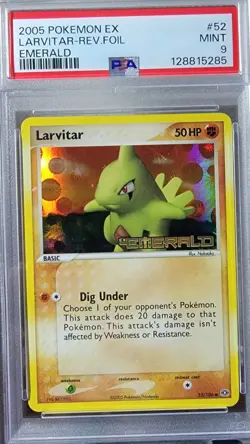 PSA 9 Mint Pokemon Larvitar EX Emerald Reverse Rev Holo Foil #52 - Image 1