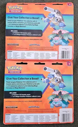 Pokemon TCG XY Mega Venusaur & Mega Blastoise 3-Pack Pin Blister - SEALED - 2016 - Image 2