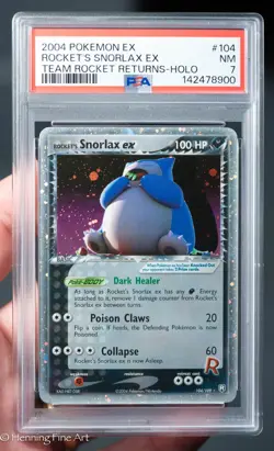 2004 POKEMON EX TEAM ROCKET RETURNS #104 ROCKET'S Snorlax EX-HOLO PSA 7 - Image 1