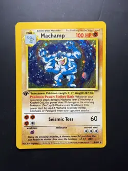 Pokemon Machamp Base Set 1st Edition #8 Miscut Error - Image 1