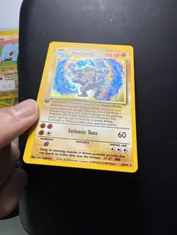 Pokemon Machamp Base Set 1st Edition #8 Miscut Error - Image 2