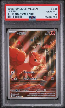 2025 POKEMON MEG EN-MEGA EVOLUTION ILLUSTRATION RARE #138 VULPIX PSA 10 - Image 1