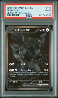 2025 POKEMON BLK EN-BLACK BOLT BLACK WHITE RARE #172 ZEKROM EX PSA 9 - Image 1