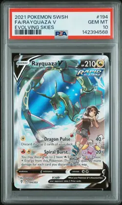 2021 POKEMON SWORD & SHIELD EVOLVING SKIES #194 FULL ART/RAYQUAZA V PSA 10 - Image 1