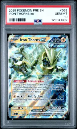 2025 POKEMON PRE EN-PRISMATIC EVOLUTIONS #032 IRON THORNS EX PSA 10 - Image 1
