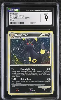 "ERROR" CGC 9 MINT Umbreon 2011 Call of Legends 22/95 Holo Pokemon Card - Image 1