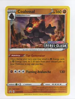Pokemon Card Coalossal SWSH024 Black Star Promo STAMPED Rebel Clash MP Dmg - Image 1