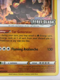 Pokemon Card Coalossal SWSH024 Black Star Promo STAMPED Rebel Clash MP Dmg - Image 5