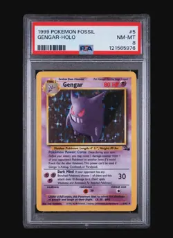 GENGAR & HAUNTER HOLO - FOSSIL POKEMON CARDS - PSA 8 NM- MINT 👻 - Image 2