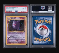 GENGAR & HAUNTER HOLO - FOSSIL POKEMON CARDS - PSA 8 NM- MINT 👻 - Image 4