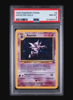 GENGAR & HAUNTER HOLO - FOSSIL POKEMON CARDS - PSA 8 NM- MINT 👻 - Image 5