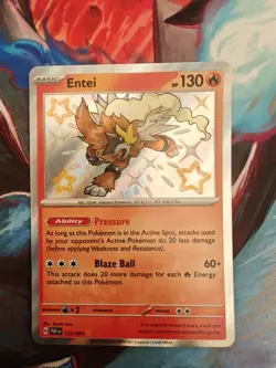 Pokemon Card - Entei 112/091 (Baby Shiny) - Paldean Fates - NM {563} - Image 1