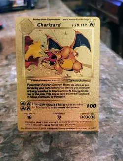 Charizard 120 HP Gold Foil Pokemon Card 4/102 Fan Art - Image 1