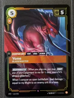 Riftbound League Of Legends Spiritforged RARE Foil Card SFD 116 Yone - Image 1