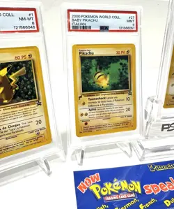 PIKACHU WORLD COLLECTION POKEMON 1999 - 2000 COMPLETE PSA 9 & 8 SET +BINDER🌍⚡ - Image 5