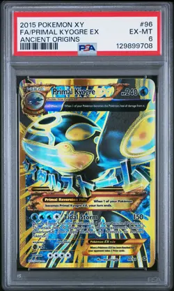 2015 POKEMON XY ANCIENT ORIGINS #96 FULL ART/PRIMAL KYOGRE EX PSA 6 - Image 1