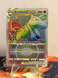 2022 Pokemon Lost Origin Aerodactyl VSTAR Rainbow Rare Full Art Holo - Image 1