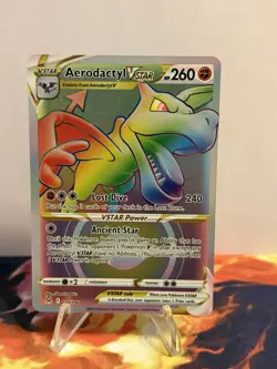 2022 Pokemon Lost Origin Aerodactyl VSTAR Rainbow Rare Full Art Holo - Image 2
