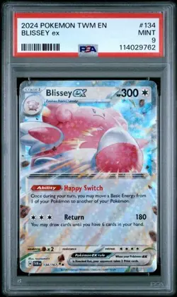 2024 Pokemon TWM EN Blissey ex Double Rare Extended Art #134 PSA 9 MINT - Image 1