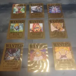 Straw Hat Pirate Crew✨9 One Piece Wanted Poster Gold Card Collectible✨ - Image 1