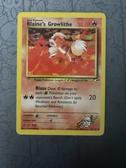 Blaine’s GROWLITHE Pokemon TCG Trading Card - 62/132 Gym Heroes - Image 1