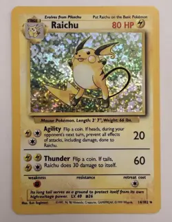 Raichu 14/102 Base Set Holo Rare 1999 WOTC 80 HP Pokemon TCG Card - Image 1