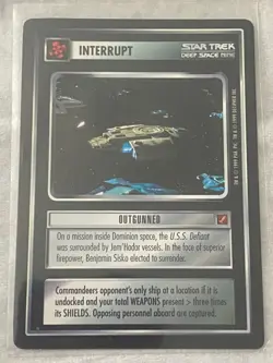 Star Trek CCG 1E Blaze of Glory BoG OUTGUNNED Rare Card NEVER PLAYED - Image 1