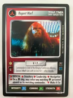 Star Trek CCG 1E Mirror.Mirror REGENT WORF RARE Card - Image 1