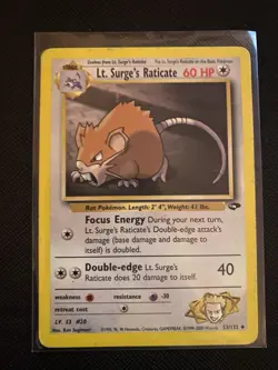 Pokemon TCG - Lt. Surge's Raticate 53/132 - Gym Challenge - MP - Image 1