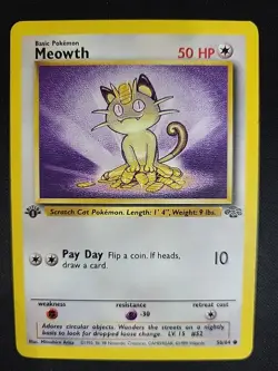 Pokemon TCG Jungle 1st Edition #56/64 Meowth LP - Image 1