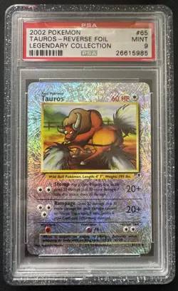 #65/110 TAUROS REVERSE HOLO FOIL PSA 9 MINT - 2002 POKEMON LEGENDARY COLLECTION - Image 1