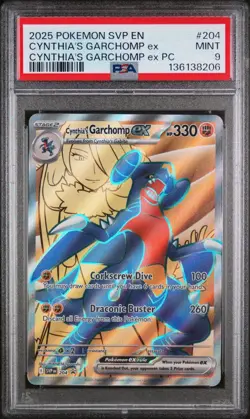 2025 POKEMON SVP EN-SV BLACK STAR PROMO #204 CYNTHIA'S GARCHOMP EX PSA 9 - Image 1