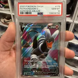Pokemon Darkness Ablaze Full Art Houndoom V Ultra Rare 178/189 PSA 10 Gem - Image 1