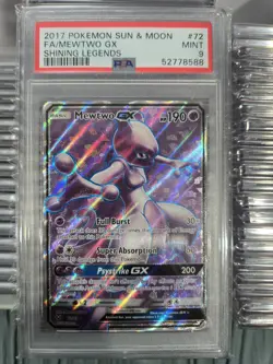 2017 POKEMON SUN & MOON SHINING LEGENDS #72 FULL ART/MEWTWO GX PSA 9 - Image 1
