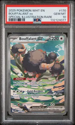 2025 POKEMON WHT EN-WHITE FLARE SPECIAL ILLUSTRATION RARE BOUFFALANT EX PSA 10⭐ - Image 1