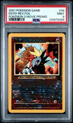 2001 ENTEI REVERSE FOIL #34 Black Star Movie Promo Pokemon PSA 9 - Image 1