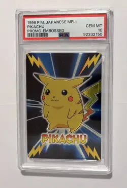 🔥 Pikachu PSA 10 GEM MINT ~ 1999 Pokemon Japanese Meiji Promo Embossed LOW POP - Image 3