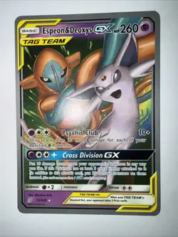 Pokemon TCG Espeon & Deoxys GX Ultra Rare Tag Team SM240 Holo - Image 1