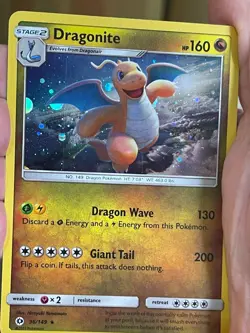 POKEMON DRAGONITE 96/149 RARE COSMOS HOLOFOIL SUN & MOON NM CARD - Image 1