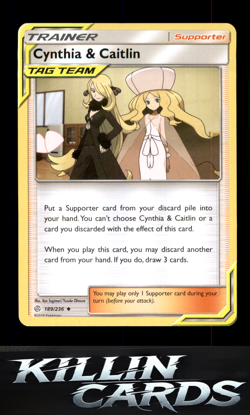 Cynthia & Caitlin 189/236 Pokemon Uncommon SM - Cosmic Eclipse Card NM - Image 1
