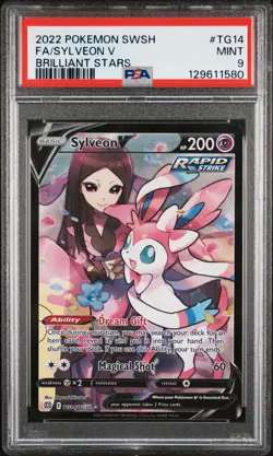 2022 POKEMON SWORD & SHIELD BRILLIANT STARS #TG14 FULL ART/SYLVEON V PSA 9 - Image 1