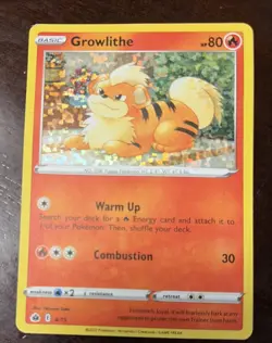Pokemon TCG - Growlithe 4/15 McDonald’s Match Battle Confetti Holo Promo 2022 LP - Image 1