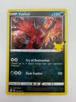 #019/025 Yveltal Holo Rare - Pokemon TCG Celebrations 25th Anniversary 2021 - NM - Image 1