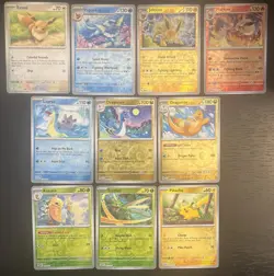 Pokemon 151 Reverse Holo Lot Eevee Vaporeon Jolteon Flareon Pikachu Dragonite - Image 2