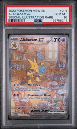 2023 POKEMON MEW EN-151 SPECIAL ILLUSTRATION RARE #201 ALAKAZAM EX PSA 10 - Image 1
