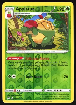 Appletun 023/192 Pokemon SWSH02: Rebel Clash Reverse Holo Holo Rare MP - Image 1