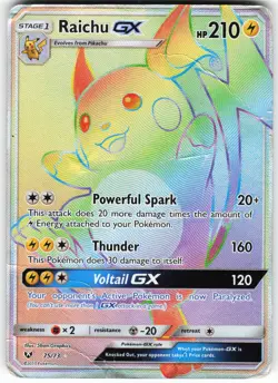 Raichu GX (Secret) 75/73 Pokemon Shining Legends Holo Secret Rare DAMAGED - Image 1