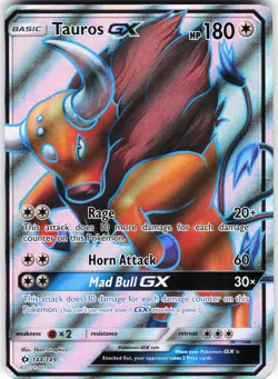 Tauros GX (Full Art) 144/149 Pokemon SM Base Set Holo Ultra Rare HP - Image 1