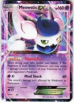 Meowstic EX 37/83 Pokemon Generations Holo Ultra Rare HP - Image 1