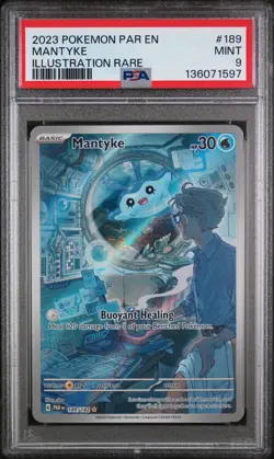 Mantyke Illustration Rare Pokemon Par En-Paradox Rift 189/182 PSA 9 - Image 1